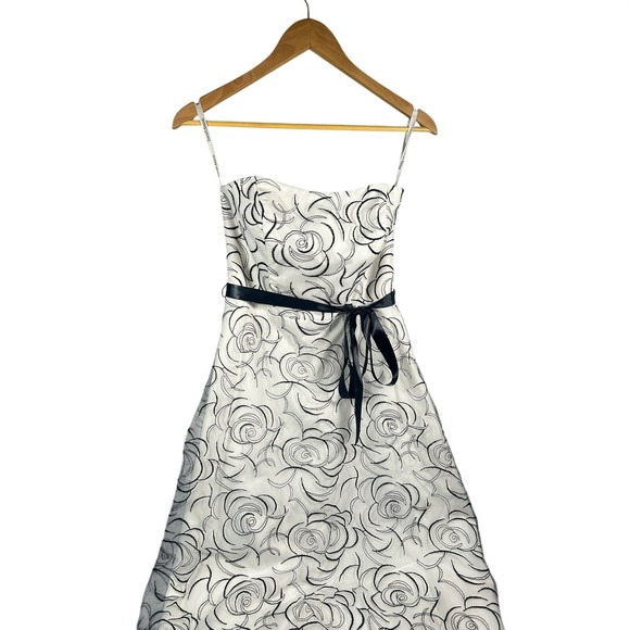 David's Bridal Dresses & Skirts - Strapless wedding euro summer ‎ Rose Fit Flare Dress Black White Formal Size 4